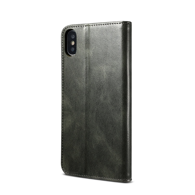 For iPhone XS Max Simple Wax Crazy Horse Texture Horizontal Flip Leather Case with Card Slots & Wallet(Dark Green) - More iPhone Cases by buy2fix | Online Shopping UK | buy2fix
