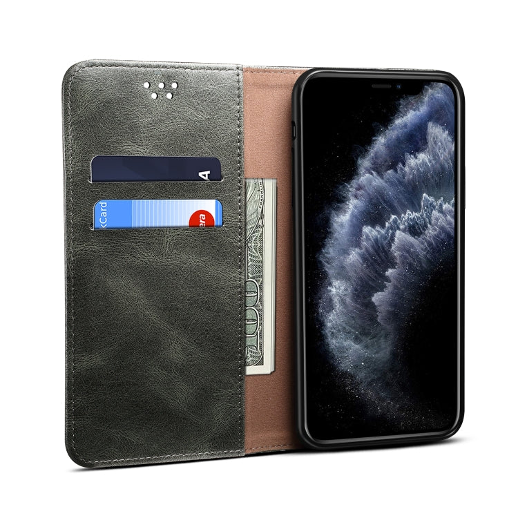 For iPhone XS Max Simple Wax Crazy Horse Texture Horizontal Flip Leather Case with Card Slots & Wallet(Dark Green) - More iPhone Cases by buy2fix | Online Shopping UK | buy2fix