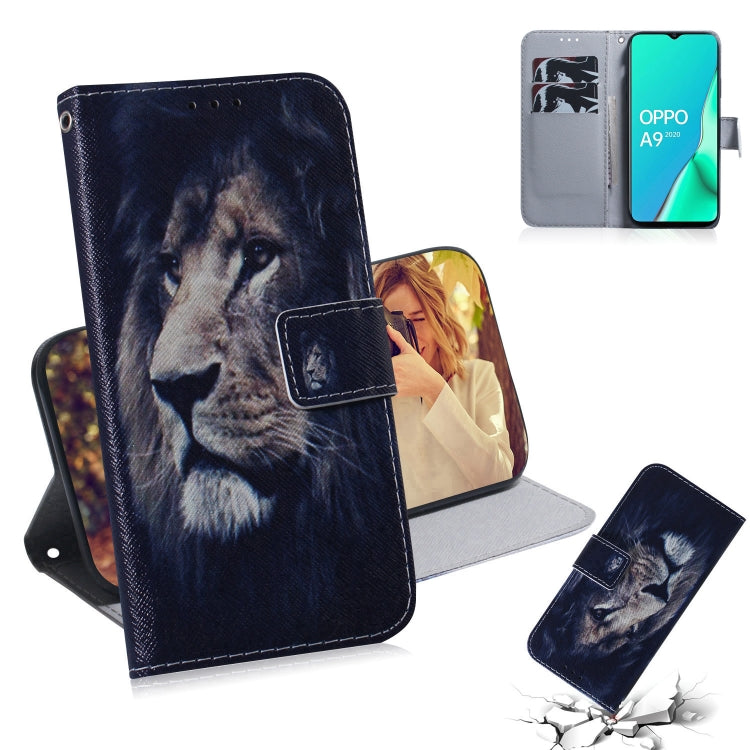 For OPPO A11x / A11 / A5 (2020) / A9 (2020) Coloured Drawing Horizontal Flip Leather Case, with Holder & Card Slots & Wallet(Lion) - OPPO Cases by buy2fix | Online Shopping UK | buy2fix
