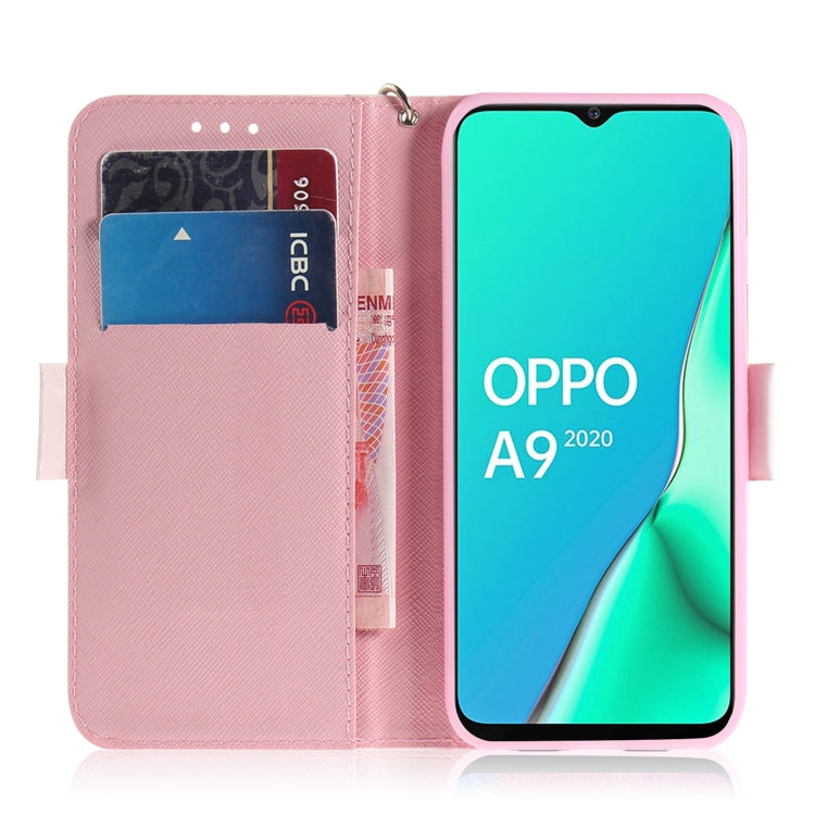 For OPPO A5 2020 3D Colored Drawing Horizontal Flip Leather Case with Holder & Card Slots & Wallet & Lanyard(Black White Cat) - OPPO Cases by buy2fix | Online Shopping UK | buy2fix