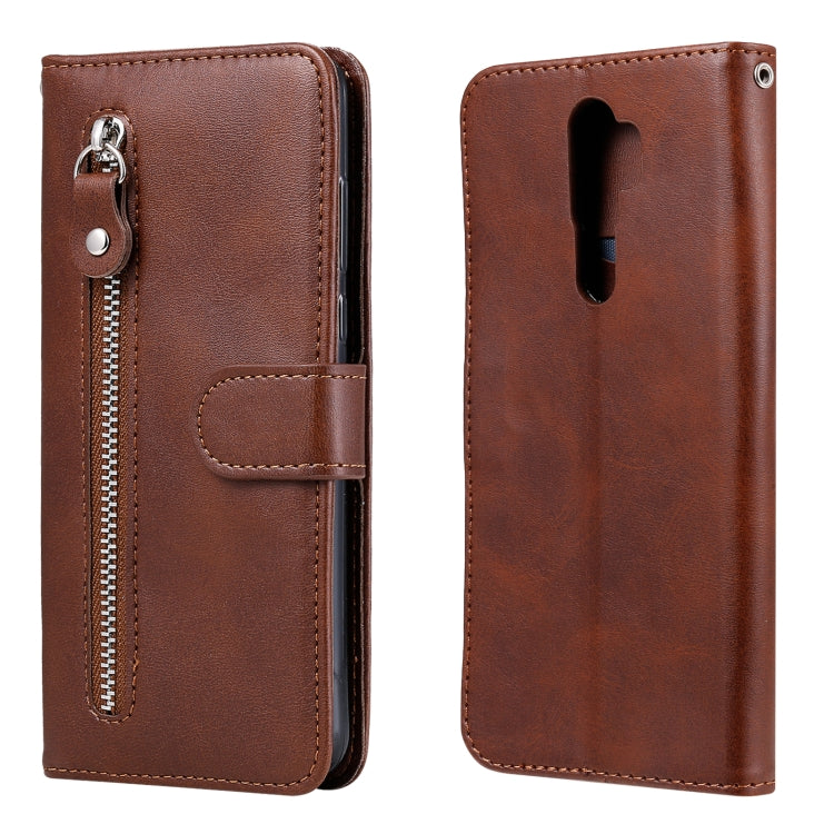 For OPPO A9 (2020) / A5 (2020) Fashion Calf Texture Zipper Horizontal Flip Leather Case with Holder & Card Slots & Wallet(Brown) - OPPO Cases by buy2fix | Online Shopping UK | buy2fix