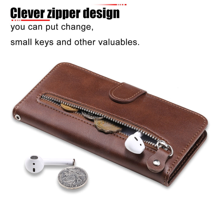 For OPPO A9 (2020) / A5 (2020) Fashion Calf Texture Zipper Horizontal Flip Leather Case with Holder & Card Slots & Wallet(Brown) - OPPO Cases by buy2fix | Online Shopping UK | buy2fix