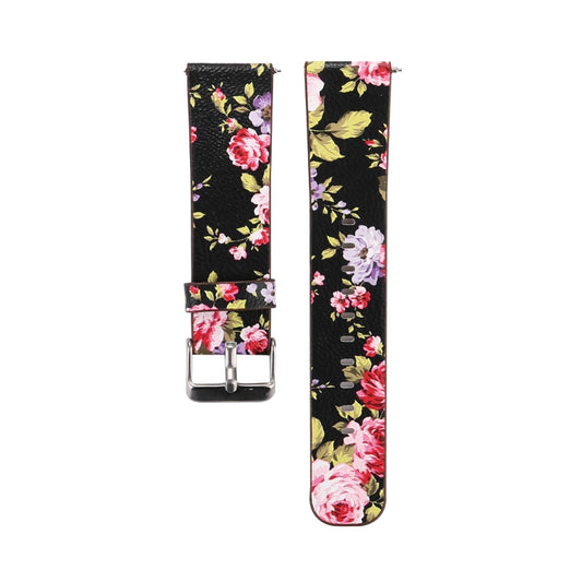 For Fitbit Versa 1 / 2 Flower Pattern Watch Band(Black Pink) by buy2fix