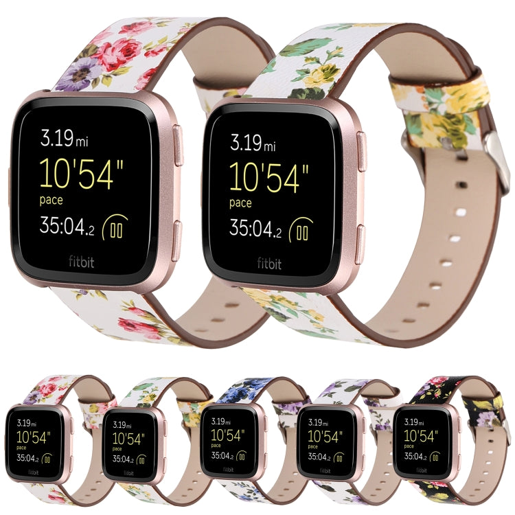 For Fitbit Versa 1 / 2 Flower Pattern Watch Band(Black Pink) - Watch Bands by buy2fix | Online Shopping UK | buy2fix