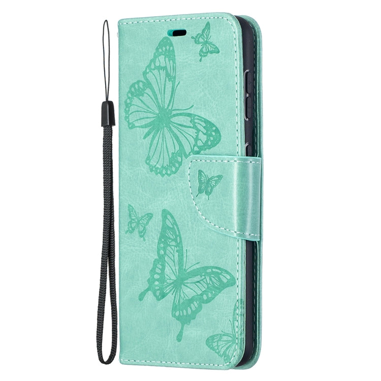 For Samsung Galaxy S21 5G Embossing Two Butterflies Pattern Horizontal Flip PU Leather Case with Holder & Card Slot & Wallet & Lanyard(Green) - Galaxy S21 5G Cases by buy2fix | Online Shopping UK | buy2fix