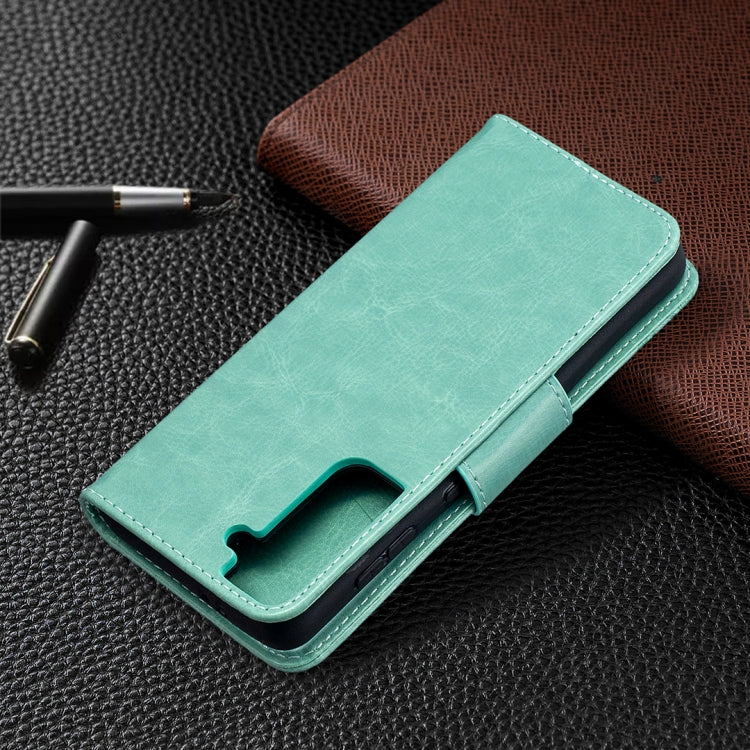 For Samsung Galaxy S21 5G Embossing Two Butterflies Pattern Horizontal Flip PU Leather Case with Holder & Card Slot & Wallet & Lanyard(Green) - Galaxy S21 5G Cases by buy2fix | Online Shopping UK | buy2fix