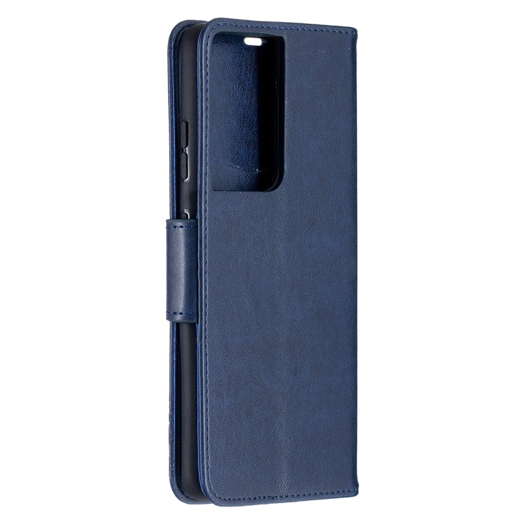 For Samsung Galaxy S21 Ultra 5G Embossing Two Butterflies Pattern Horizontal Flip PU Leather Case with Holder & Card Slot & Wallet & Lanyard(Blue) - Galaxy S21 Ultra 5G Cases by buy2fix | Online Shopping UK | buy2fix