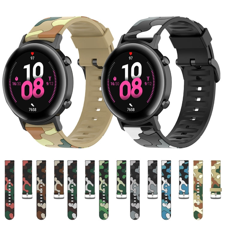22mm For Huawei Watch GT 2 46mm / Watch GT 2 Pro / Watch GT 2e Camouflage Silicone Watch Band with Silver Buckle(5) by buy2fix