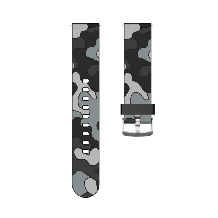 22mm For Amazfit Smart Sport Watch / Smart Sport Watch 2 / Smart Sport Watch 3 / Smart Sport Watch 2S Camouflage Silicone Watch Band with Silver Buckle(5) - Watch Bands by buy2fix | Online Shopping UK | buy2fix