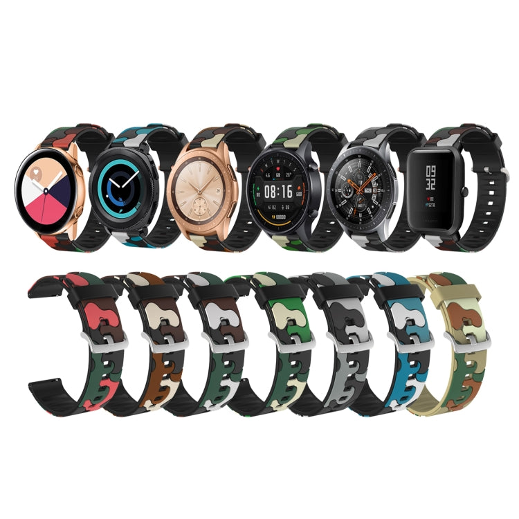 22mm For Amazfit Smart Sport Watch / Smart Sport Watch 2 / Smart Sport Watch 3 / Smart Sport Watch 2S Camouflage Silicone Watch Band with Silver Buckle(5) - Watch Bands by buy2fix | Online Shopping UK | buy2fix