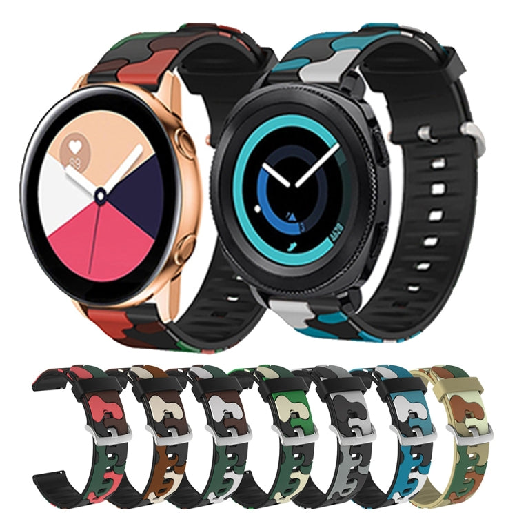 20mm For Fossil Mens Sport Camouflage Silicone Watch Band with Silver Buckle(5) - Watch Bands by buy2fix | Online Shopping UK | buy2fix