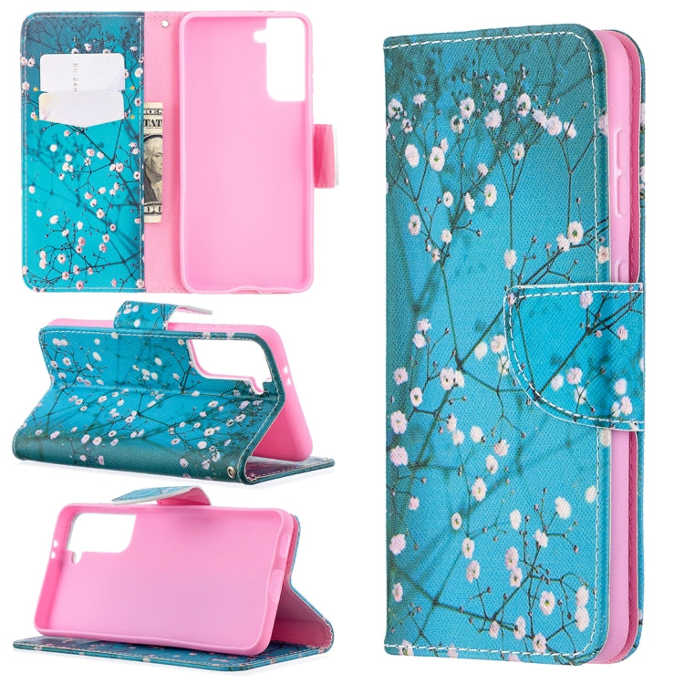 For Samsung Galaxy S21 5G Colored Drawing Pattern Horizontal Flip Leather Case with Holder & Card Slots & Wallet(Plum Blossom) - Galaxy S21 5G Cases by buy2fix | Online Shopping UK | buy2fix