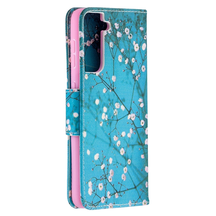 For Samsung Galaxy S21 5G Colored Drawing Pattern Horizontal Flip Leather Case with Holder & Card Slots & Wallet(Plum Blossom) - Galaxy S21 5G Cases by buy2fix | Online Shopping UK | buy2fix
