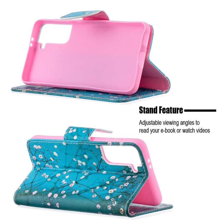 For Samsung Galaxy S21 5G Colored Drawing Pattern Horizontal Flip Leather Case with Holder & Card Slots & Wallet(Plum Blossom) - Galaxy S21 5G Cases by buy2fix | Online Shopping UK | buy2fix