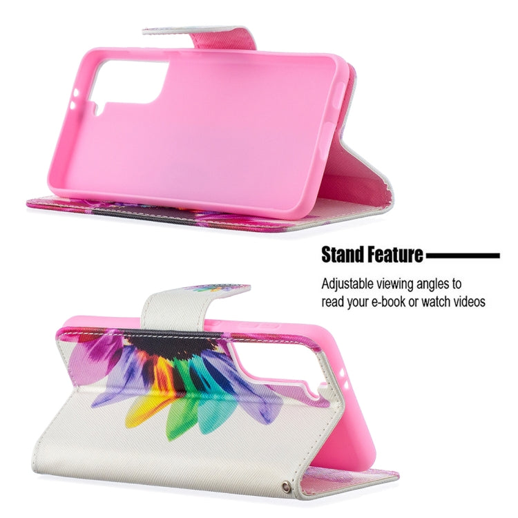 For Samsung Galaxy S21 5G Colored Drawing Pattern Horizontal Flip Leather Case with Holder & Card Slots & Wallet(Sun Flower) - Galaxy S21 5G Cases by buy2fix | Online Shopping UK | buy2fix
