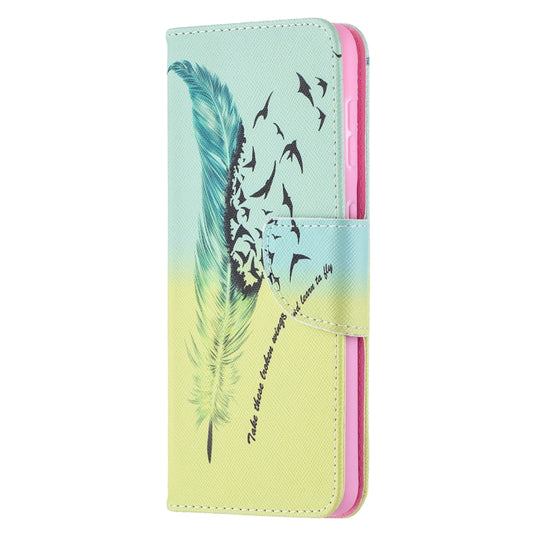 For Samsung Galaxy S21 5G Colored Drawing Pattern Horizontal Flip Leather Case with Holder & Card Slots & Wallet(Feather) by buy2fix