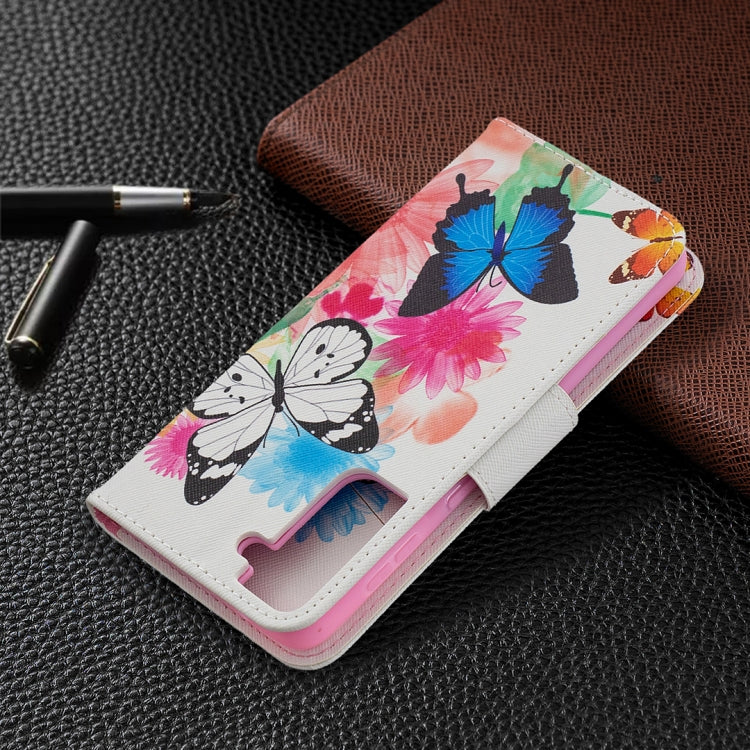 For Samsung Galaxy S21+ 5G Colored Drawing Pattern Horizontal Flip Leather Case with Holder & Card Slots & Wallet(Butterfly) - Galaxy S21+ 5G Cases by buy2fix | Online Shopping UK | buy2fix