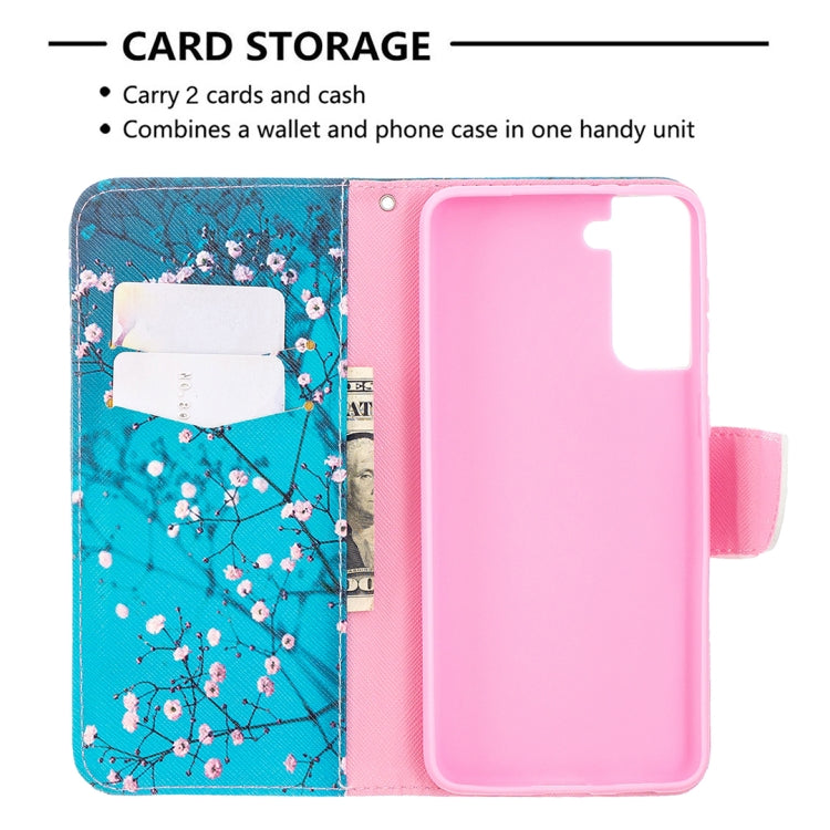 For Samsung Galaxy S21+ 5G Colored Drawing Pattern Horizontal Flip Leather Case with Holder & Card Slots & Wallet(Plum Blossom) - Galaxy S21+ 5G Cases by buy2fix | Online Shopping UK | buy2fix