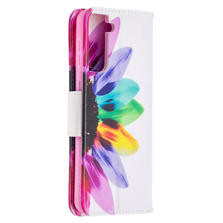 For Samsung Galaxy S21+ 5G Colored Drawing Pattern Horizontal Flip Leather Case with Holder & Card Slots & Wallet(Sun Flower) - Galaxy S21+ 5G Cases by buy2fix | Online Shopping UK | buy2fix