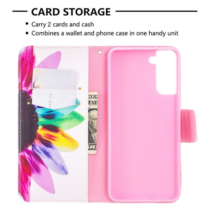 For Samsung Galaxy S21+ 5G Colored Drawing Pattern Horizontal Flip Leather Case with Holder & Card Slots & Wallet(Sun Flower) - Galaxy S21+ 5G Cases by buy2fix | Online Shopping UK | buy2fix