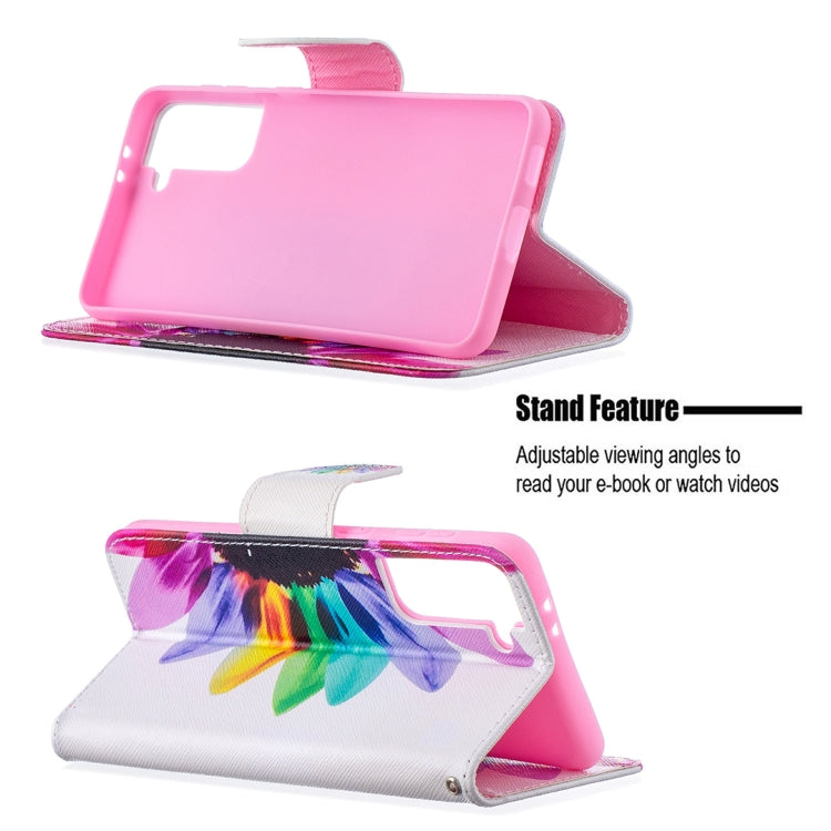 For Samsung Galaxy S21+ 5G Colored Drawing Pattern Horizontal Flip Leather Case with Holder & Card Slots & Wallet(Sun Flower) - Galaxy S21+ 5G Cases by buy2fix | Online Shopping UK | buy2fix