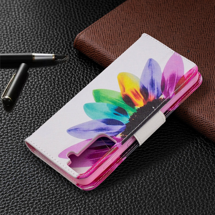 For Samsung Galaxy S21+ 5G Colored Drawing Pattern Horizontal Flip Leather Case with Holder & Card Slots & Wallet(Sun Flower) - Galaxy S21+ 5G Cases by buy2fix | Online Shopping UK | buy2fix