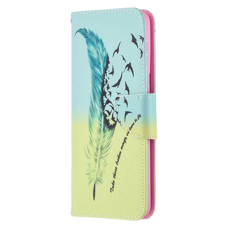 For Samsung Galaxy S21+ 5G Colored Drawing Pattern Horizontal Flip Leather Case with Holder & Card Slots & Wallet(Feather) - Galaxy S21+ 5G Cases by buy2fix | Online Shopping UK | buy2fix