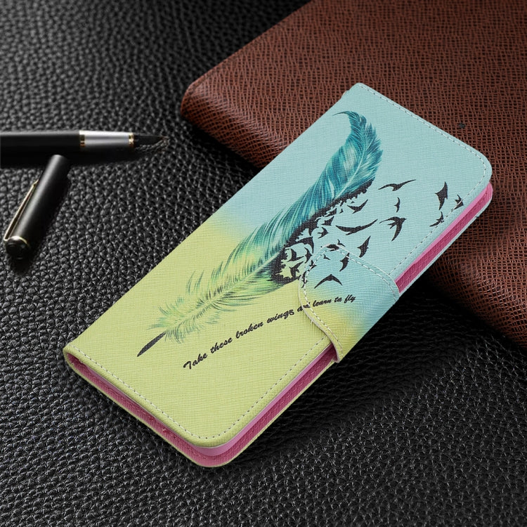 For Samsung Galaxy S21+ 5G Colored Drawing Pattern Horizontal Flip Leather Case with Holder & Card Slots & Wallet(Feather) - Galaxy S21+ 5G Cases by buy2fix | Online Shopping UK | buy2fix
