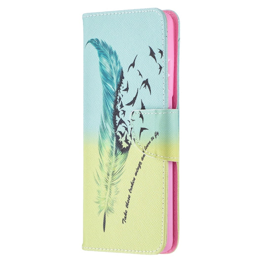 For Samsung Galaxy S21 Ultra 5G Colored Drawing Pattern Horizontal Flip Leather Case with Holder & Card Slots & Wallet(Feather) by buy2fix