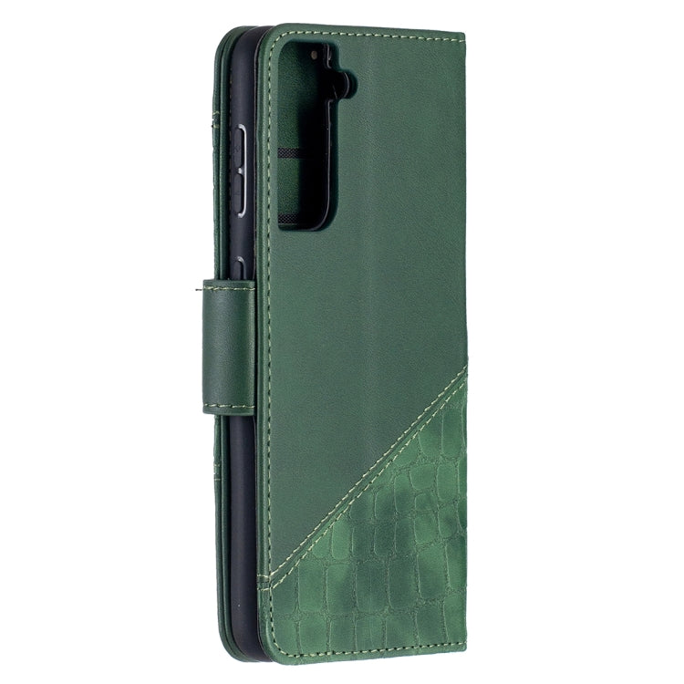 For Samsung Galaxy S21 5G Matching Color Crocodile Texture Horizontal Flip PU Leather Case with Wallet & Holder & Card Slots(Green) - Galaxy S21 5G Cases by buy2fix | Online Shopping UK | buy2fix