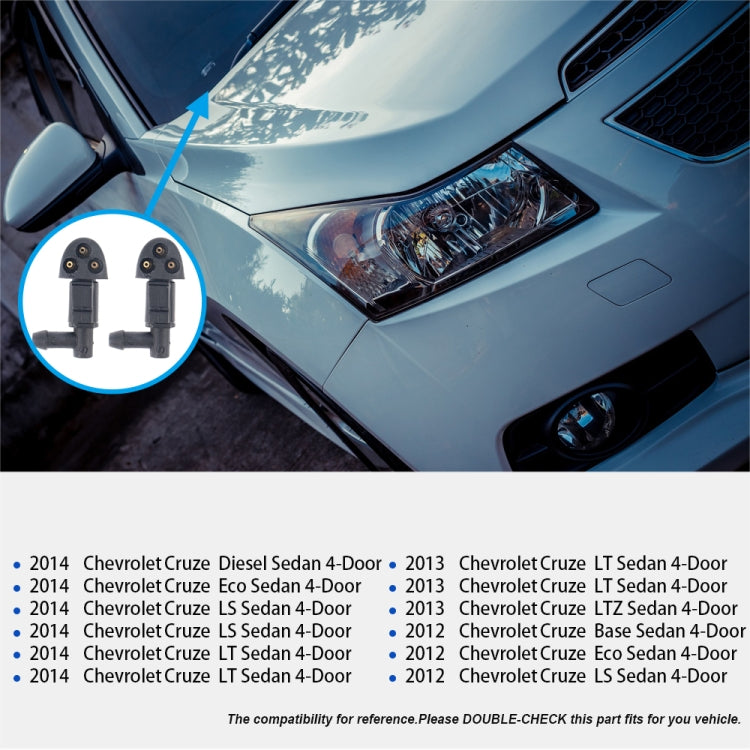 2 PCS Front Windshield Washer Wiper Jet Water Spray Nozzle 94556605 for Chevrolet Cruze 2009-2014 by buy2fix
