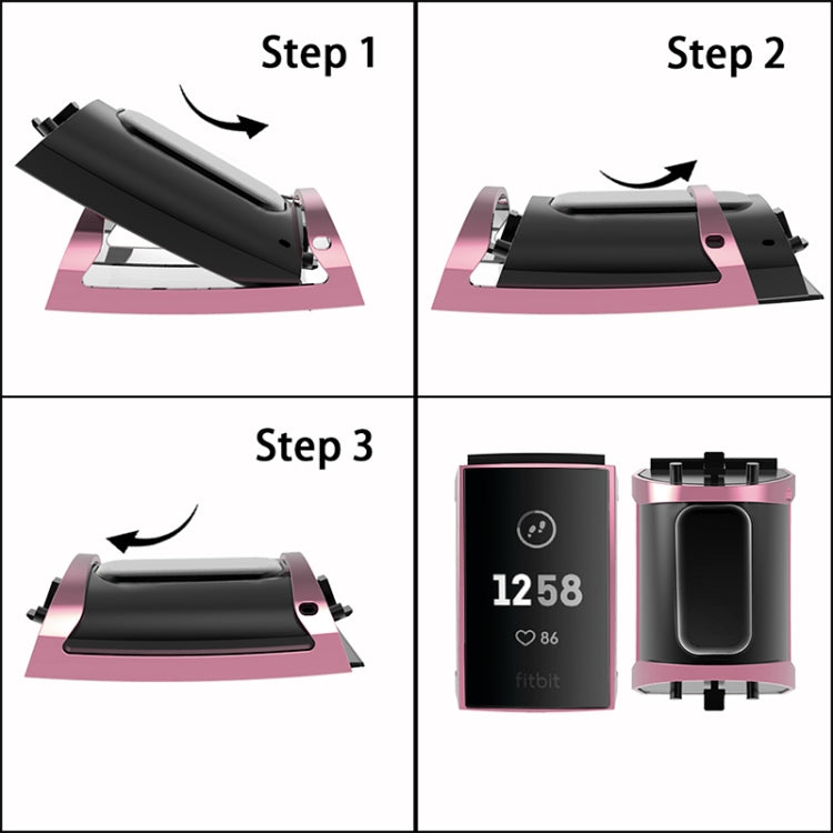 For Fitbit Charge 3 / 4 Full Coverage Plating TPU Watch Case(Pink) - Watch Bands by buy2fix | Online Shopping UK | buy2fix