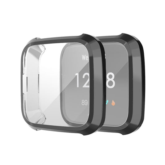 For Fitbit Versa Lite Smart Watch Full Coverage Plating TPU Protective Case(Black) by buy2fix