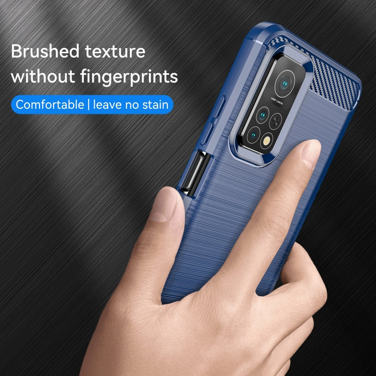 For Xiaomi Mi 10T Pro 5G Brushed Texture Carbon Fiber TPU Case(Navy Blue) - Xiaomi Cases by buy2fix | Online Shopping UK | buy2fix