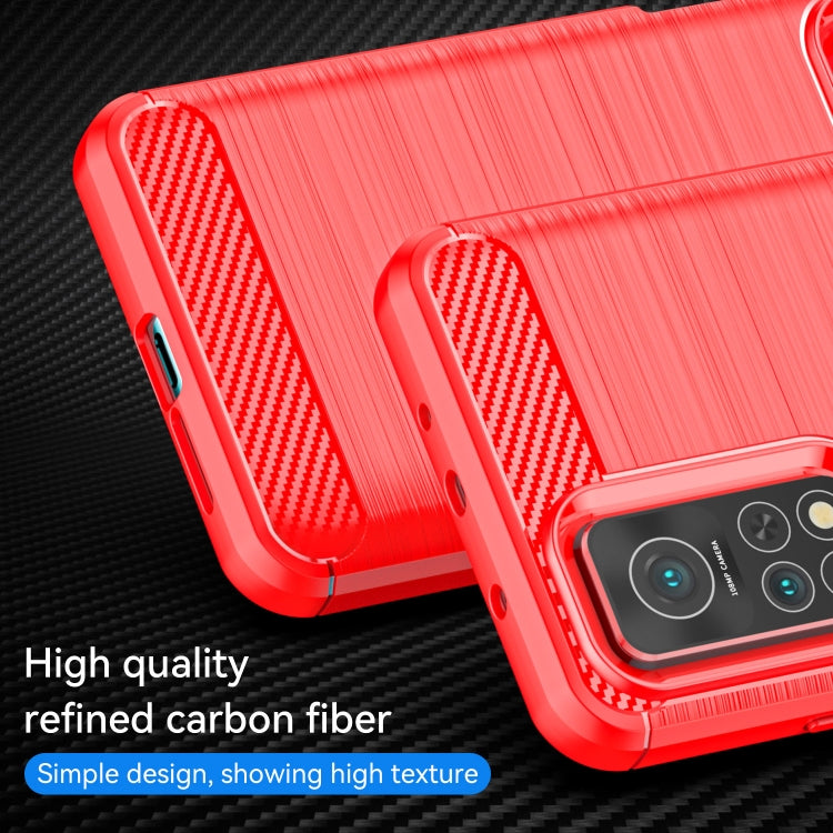 For Xiaomi Mi 10T Pro 5G Brushed Texture Carbon Fiber TPU Case(Red) by buy2fix