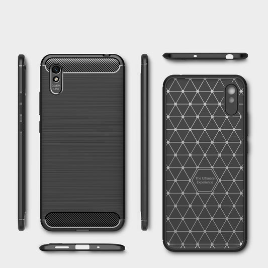 For Xiaomi Redmi 9A Brushed Texture Carbon Fiber TPU Case(Black) by buy2fix