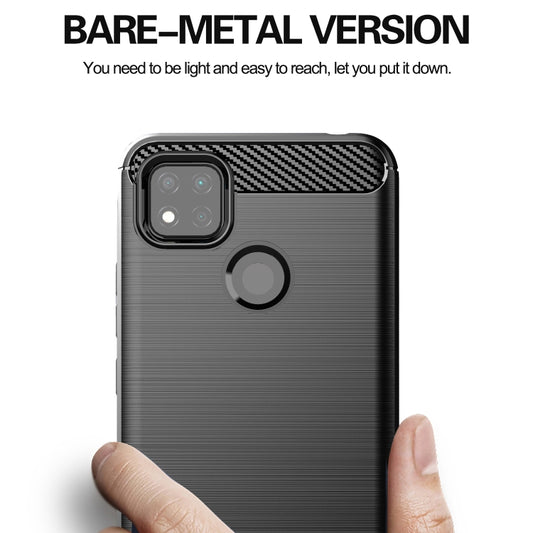 For Xiaomi Redmi 9C Brushed Texture Carbon Fiber TPU Case(Black) by buy2fix
