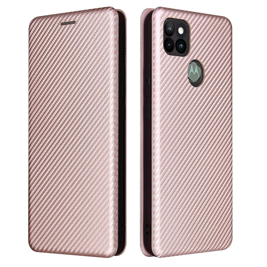 For Motorola Moto G9 Power Carbon Fiber Texture Horizontal Flip TPU + PC + PU Leather Case with Card Slot(Pink) by buy2fix