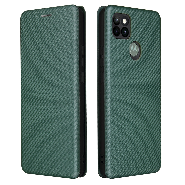 For Motorola Moto G9 Power Carbon Fiber Texture Horizontal Flip TPU + PC + PU Leather Case with Card Slot(Green) - Motorola Cases by buy2fix | Online Shopping UK | buy2fix