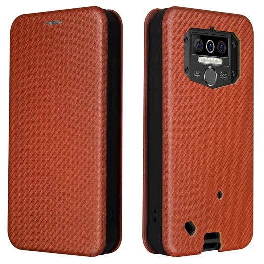 For Oukitel WP5 / WP5 Pro Carbon Fiber Texture Horizontal Flip TPU + PC + PU Leather Case with Card Slot(Brown) - More Brand by buy2fix | Online Shopping UK | buy2fix