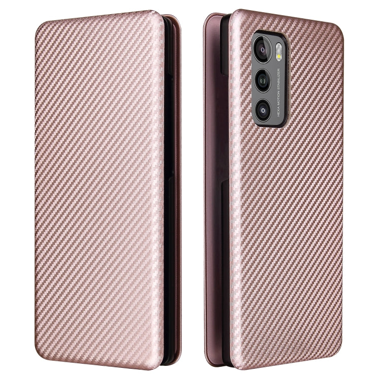 For LG Wing 5G Carbon Fiber Texture Horizontal Flip TPU + PC + PU Leather Case with Card Slot(Pink) - LG Cases by buy2fix | Online Shopping UK | buy2fix
