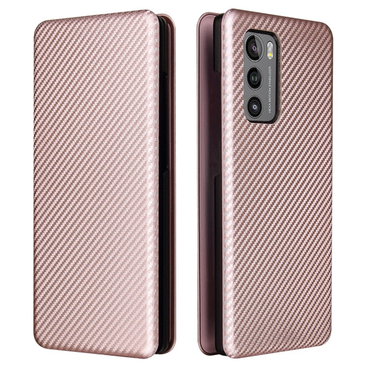 For LG Wing 5G Carbon Fiber Texture Horizontal Flip TPU + PC + PU Leather Case with Card Slot(Pink) - LG Cases by buy2fix | Online Shopping UK | buy2fix