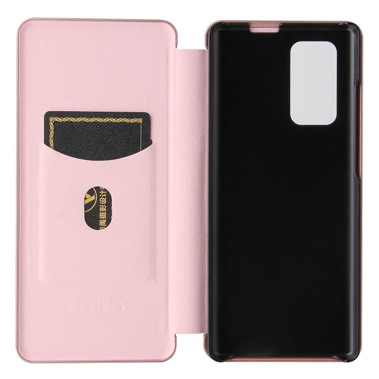 For LG Wing 5G Carbon Fiber Texture Horizontal Flip TPU + PC + PU Leather Case with Card Slot(Pink) - LG Cases by buy2fix | Online Shopping UK | buy2fix