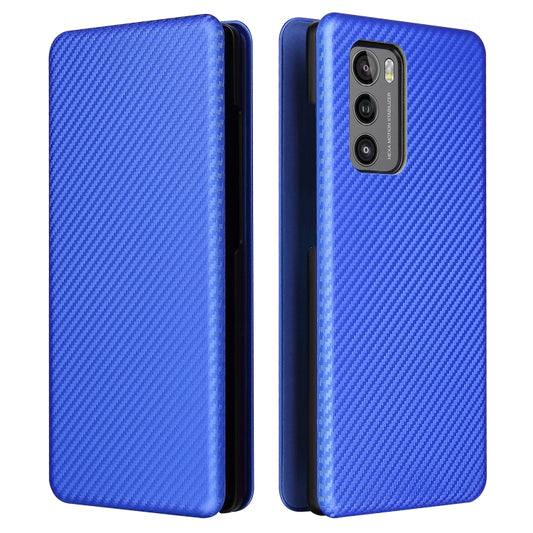 For LG Wing 5G Carbon Fiber Texture Horizontal Flip TPU + PC + PU Leather Case with Card Slot(Blue) by buy2fix