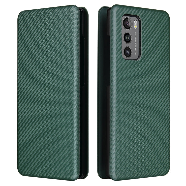 For LG Wing 5G Carbon Fiber Texture Horizontal Flip TPU + PC + PU Leather Case with Card Slot(Green) - LG Cases by buy2fix | Online Shopping UK | buy2fix