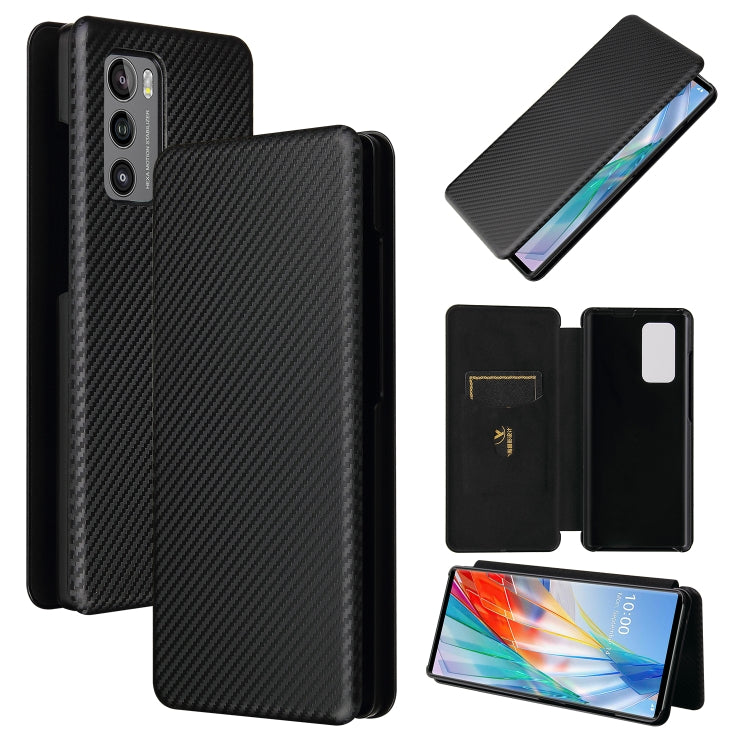 For LG Wing 5G Carbon Fiber Texture Horizontal Flip TPU + PC + PU Leather Case with Card Slot(Black) - LG Cases by buy2fix | Online Shopping UK | buy2fix