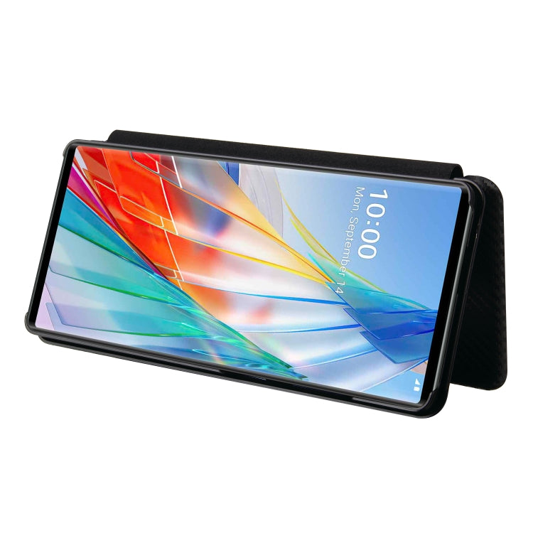 For LG Wing 5G Carbon Fiber Texture Horizontal Flip TPU + PC + PU Leather Case with Card Slot(Black) - LG Cases by buy2fix | Online Shopping UK | buy2fix