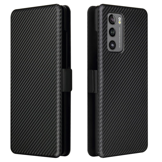 For LG Wing 5G with Buckle Carbon Fiber Texture Horizontal Flip TPU + PC + PU Leather Case with Card Slot(Black) - LG Cases by buy2fix | Online Shopping UK | buy2fix