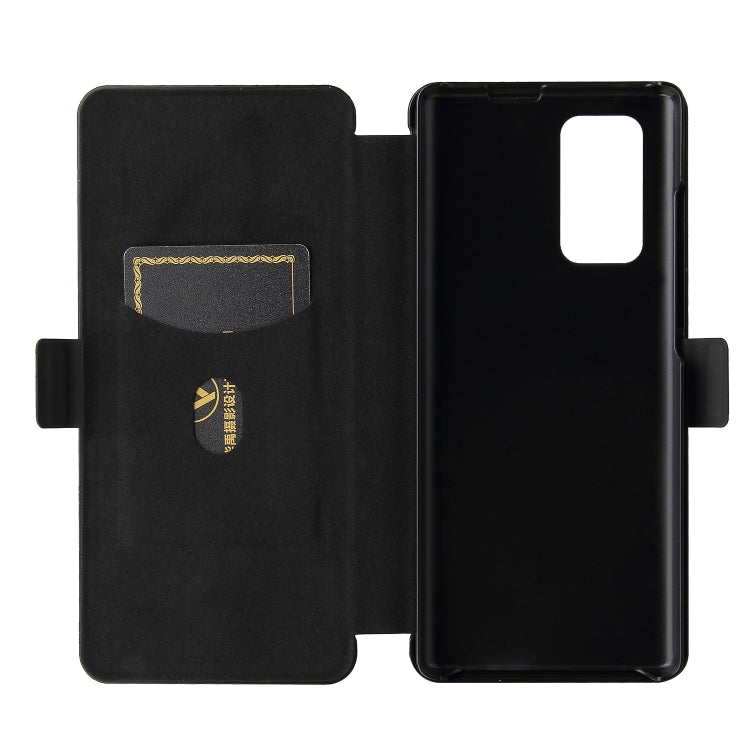 For LG Wing 5G with Buckle Carbon Fiber Texture Horizontal Flip TPU + PC + PU Leather Case with Card Slot(Black) - LG Cases by buy2fix | Online Shopping UK | buy2fix