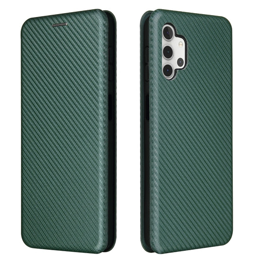 For Samsung Galaxy A32 5G Carbon Fiber Texture Horizontal Flip TPU + PC + PU Leather Case with Card Slot(Green) by buy2fix